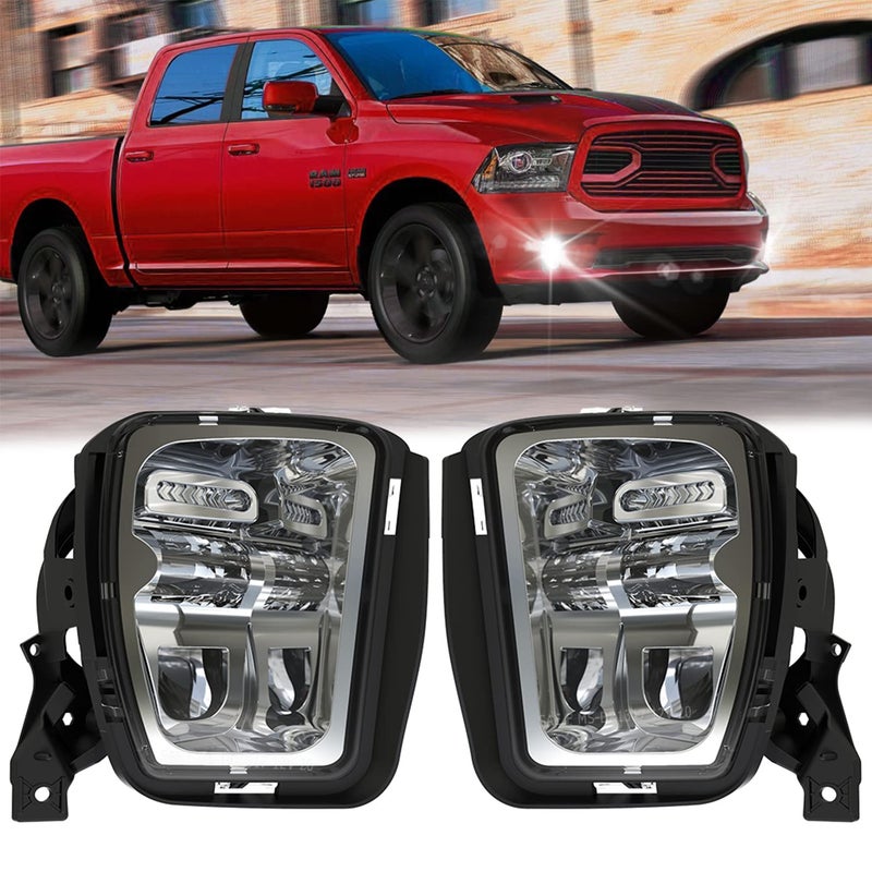 Z-OFFROAD New Version LED Fog Lights Compatible with Dodge Ram 1500 2013 2014 2015 2016 2017 2018 Bumper Driving Fog Lamps Replacement â€“ 1 Pair Silver - Image 1